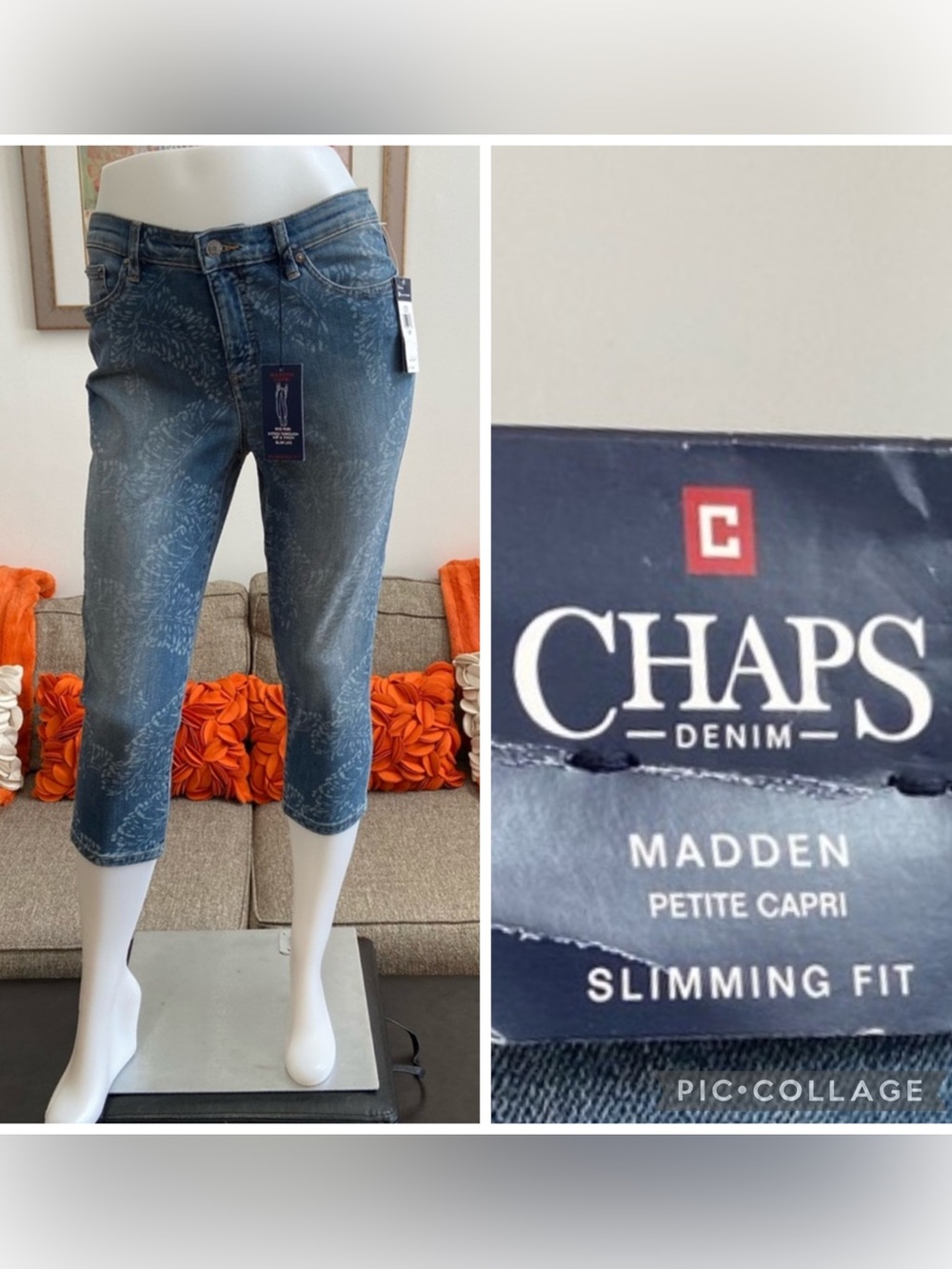 ❣️🆕Chaps Beach View Banana Leaves Print Madden Slimming Fit Jean Capris❣️